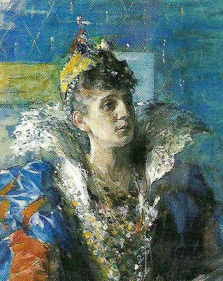 portratt av fru alfred heyman kostymerad som drottning elisabeth, Carl Larsson